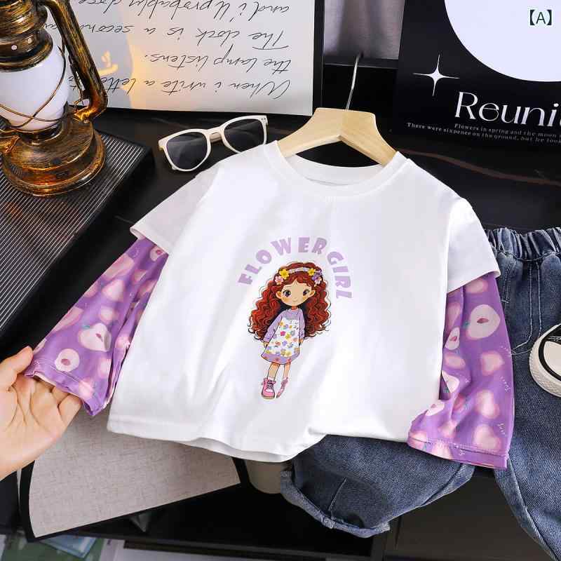 女の子 Tシャツ 長袖 夏服 防晒袖 薄手 コットン 綿素材 柔らかい 動物柄 カード柄 花柄 花びら かわいい ピンク ブルー グレー イエロー 丸首 韓風 1-3歳 3-8歳 ベビー キッズ 幼児 中童 日常着 通学 遊び着 軽量 伸縮性 吸収性 通