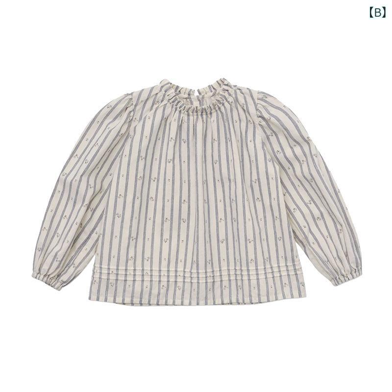 キッズ 女の子 トップス 長袖 丸首 綿100% 花柄 シャツ ピンク ブルー ベージュ ブ...