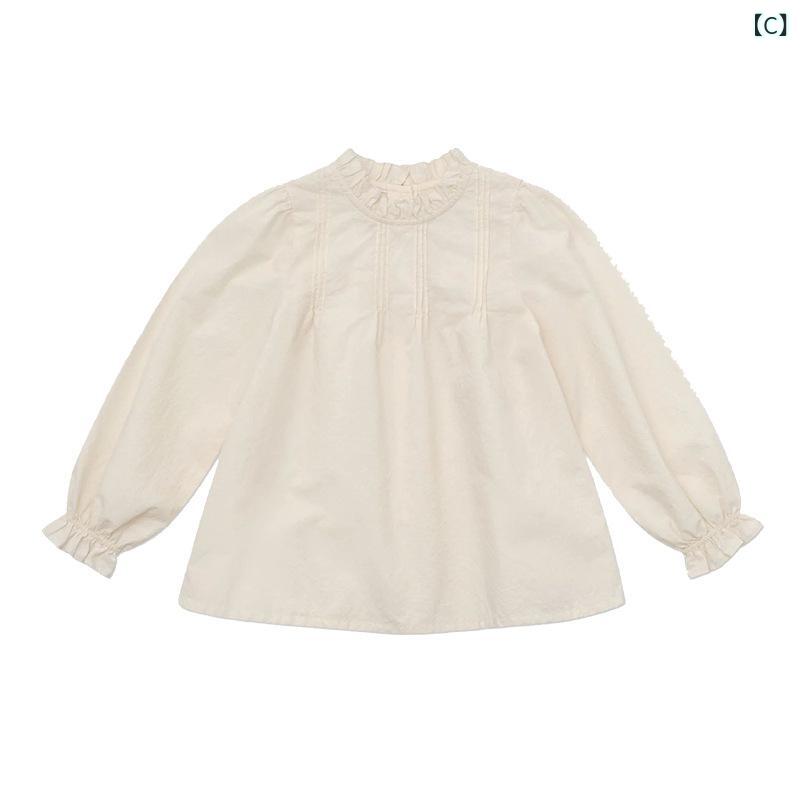 キッズ 女の子 トップス 長袖 丸首 綿100% 花柄 シャツ ピンク ブルー ベージュ ブ...