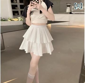 乐天商城 - スカート レディース 半身裙 ケーキスカート 甘め かわいい レイヤード ハイウエスト 短め フレア フリル 百褶 防走光 気質 通勤 スタイル セクシー スパイシー 微弾 ポリエステル 繊維 90-95% 直筒体型 梨型 珍珠白 黒 2025春