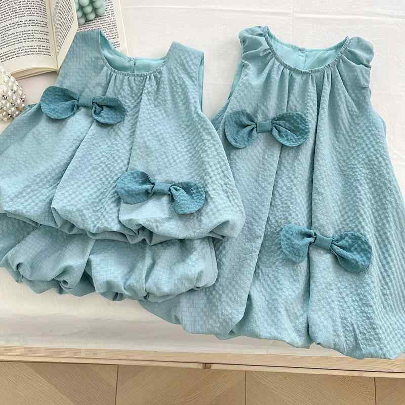 女の子 トップス ショーツ セット 夏 無袖 蝴蝶结 ベビー キッズ 服 2点セット 薄手 柔らかい ポリエステル スパンデックス 綿 ライニング セットアップ コーディネート かわいい デザイン ブルー