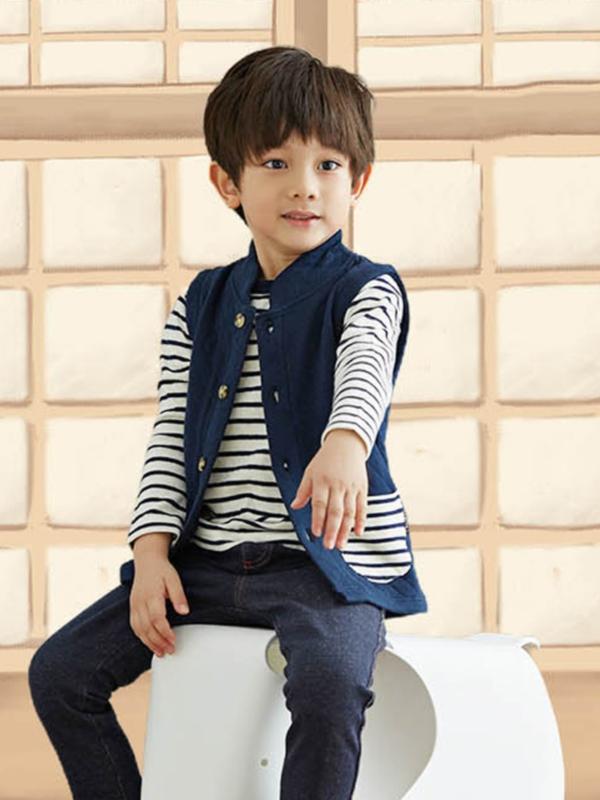 キッズ 男の子 女の子 ベスト 秋冬 綿 コットン 100% 詰め物 ポリエステル 開襟 単排ボタン コットン内胆 柔軟加工 普通厚 無帽 無地 カードプリント 可愛い プリンセス 黄色 紺 グレー 90-140cm 3-8歳 日常 学校 オールシーズン