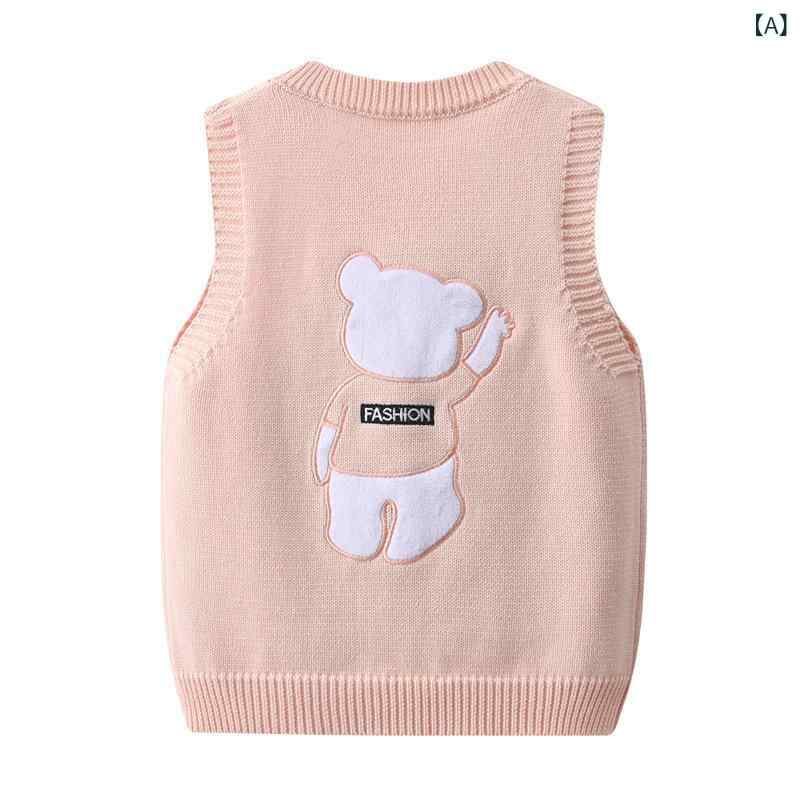 キッズ ニット ベスト 秋冬 男の子 女の子 開衫 刺繍 綿 柔らかい かわいい カード 柄 粉 緑 灰 ライトブルー ベージュ 80cm 90cm 100cm 110cm 120cm 130cm 140cm