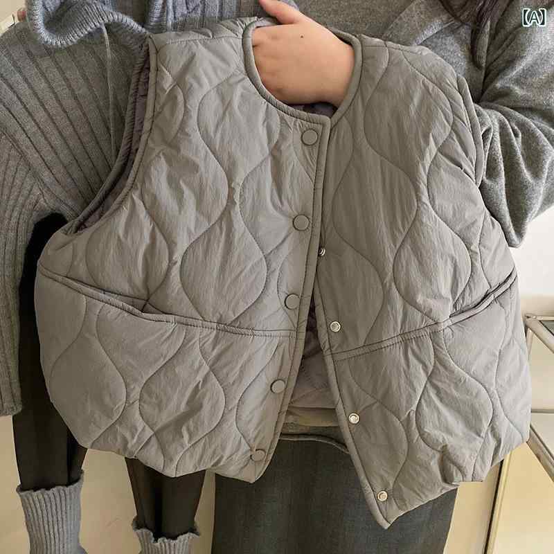 キッズ 男の子 女の子 綿 ベスト コート 秋冬 外出着 中小童 キャミソール 服 柔軟加工 開き柄 単色 加厚 コットン混紡 綿80% ポリエステル内綿 グレー 潮風 スタイル 3-8歳 90-140cm B級安全 シングルボタン 閉じ 2