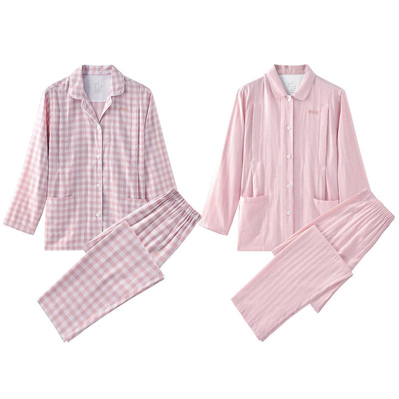 授乳パジャマ レディース マタニティ ガーゼ 綿100% 柔らかい 長袖 産前 産後 オールシーズン ルームウェア 寝巻き 無地 ゆったり 高級感 授乳口付き 妊婦服・素材: 綿100%・スタイル: セットアップ・袖丈: 長袖・パンツ丈: 長ズボン・カラー展開: 月子服-ピンク大チェック、月子服-ピンクドット（レディース）・サイズ展開: M（50-57.5kg）、L（57.5-65kg）、XL（65-72.5kg）、2XL（72.5-80kg）、3XL（80-87.5kg）・雰囲気: シンプルカジュアル・生地の厚さ: 適度（141-160g/平方メートル）