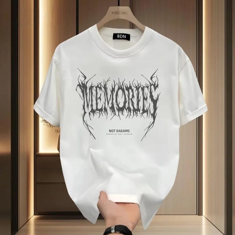 乐天商城 - メンズ Tシャツ 短袖 丸首 コットン 綿素材 プリント ロゴ柄 ゆったり ルーズフィット 薄手 夏用 吸湿速乾 日常 普段使い 黒 白 青少年 男性用 トップス 韓国風 カジュアル インナー ユニセックス