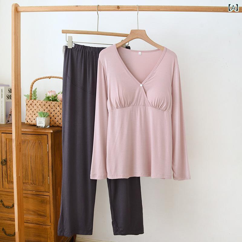 パジャマ レディース 春夏 授乳服 マタニティ 再生繊維 カップ付き 長袖 ルームウ...
