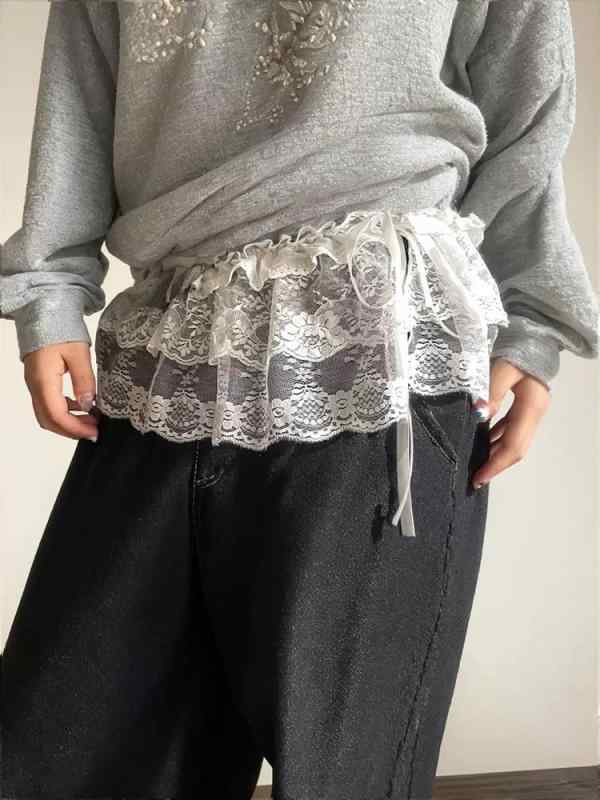 乐天商城 - レディース スカート 半身スカート 短め 春夏 純色 刺繍 レース 縁取り ポリエステル ポリエステル繊維 微弾性 日韓カジュアル 慵懒風 ファッション 百搭 日常使い コーディネート 軽量 通勤 デイリー スタイル 涼しい 快適 柔らかい 素材 デザイ