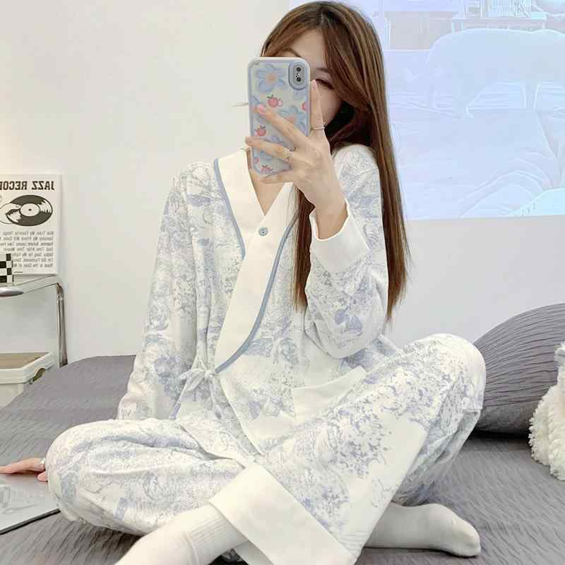 パジャマ レディース マタニティ 授乳服 前開き 長袖 綿 コットン 産後 妊婦服 出産入院 部屋着 春秋