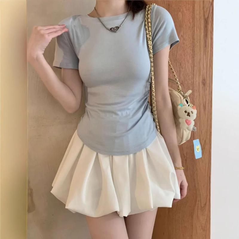 乐天商城 - スカート 花苞スカート 短スカート 蛋糕スカート フレアスカート 格子スカート 半身スカート 韓系 甘め 少女風 清新 かわいい 高腰 切り替え ポケット付き ポケット ポケットスカート 白 黒白格子 ピンク ブルー 赤 杏 緑 夏 ポリエステル 無弾力