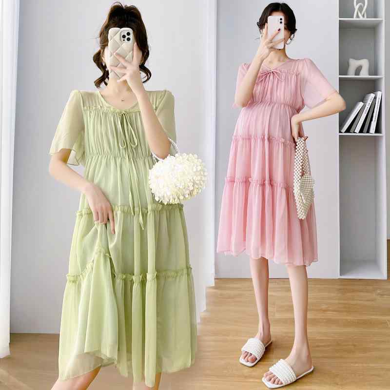 ワンピース レディース 妊婦服 マタニティ シフォン 韓国風 ファッション 夏
