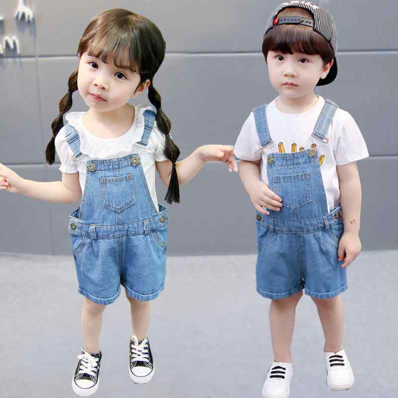 Long-Trousers, Trousers - キッズ 背広パンツ 男の子 女の子 ソフトデニム ショートパンツ キャミソールパンツ 綿100% 柔らかい生地 開き仕様 高腰 ボタン ジッパー 条紋 無地 ストライプ カラフル アルファベット スポーツスタイル カジュアルスタイル かわいいデザイン 動
