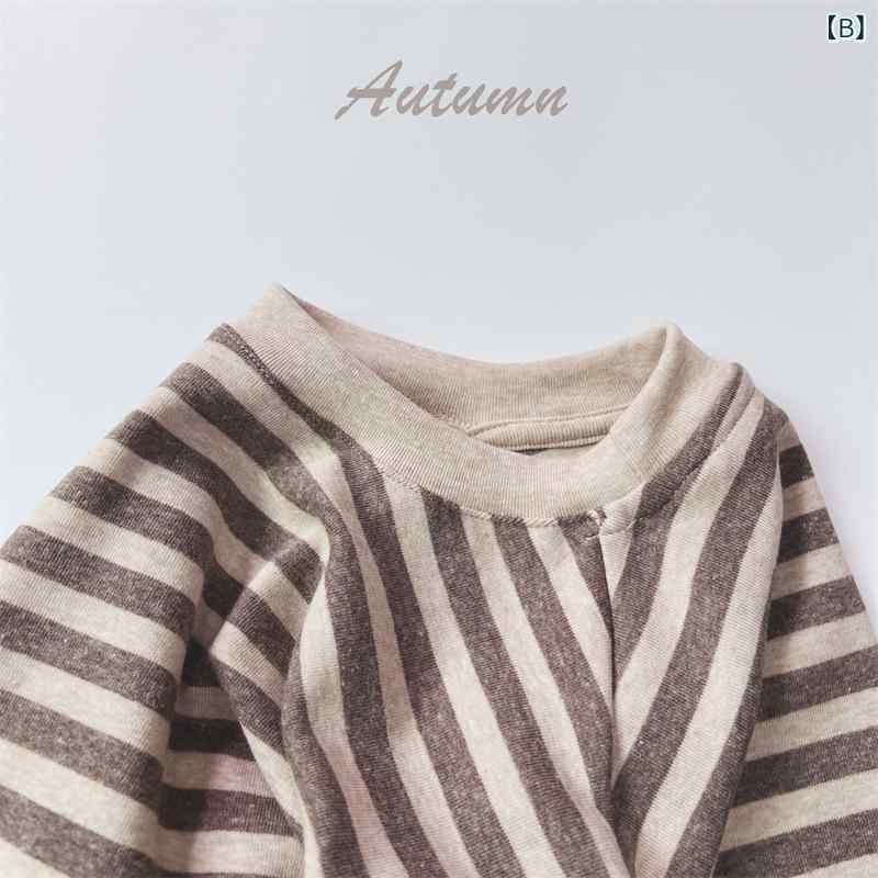キッズ Tシャツ 長袖 条紋 トップス 男の子 女の子 韓版 丸首 ゆったり コットン 柔軟 黒 コーヒー 紫 春夏 秋 remake-buddy-10384265 リメイクバディー サンプル画像3