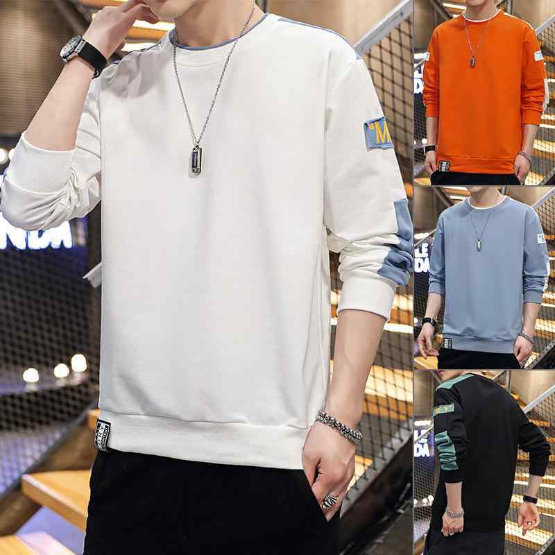 メンズ スウェット 長袖 Tシャツ トップス セットアップ ヘッドルーズ インナー ストリートファッション ストリップ柄 ゆったり ルーズフィット ポリエステル 混紡 ストレッチ スポーツ ランニング サイクリング ハイキング キャンプ フットボール バ