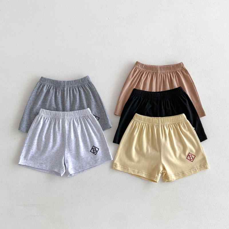 Long-Trousers, Trousers - キッズ 短パン 男の子 女の子 綿 素材 夏 快適 柔軟 加工 純色 字母 柄 かわいい 要素 ミドル ウエスト ゴム 腰 浅灰 黒 咖 色 ミ杏 深灰 多色 選択 100-140cm 3-8歳 対応 ユニセックス 韓国 スタイル 休日 普段使い 軽量