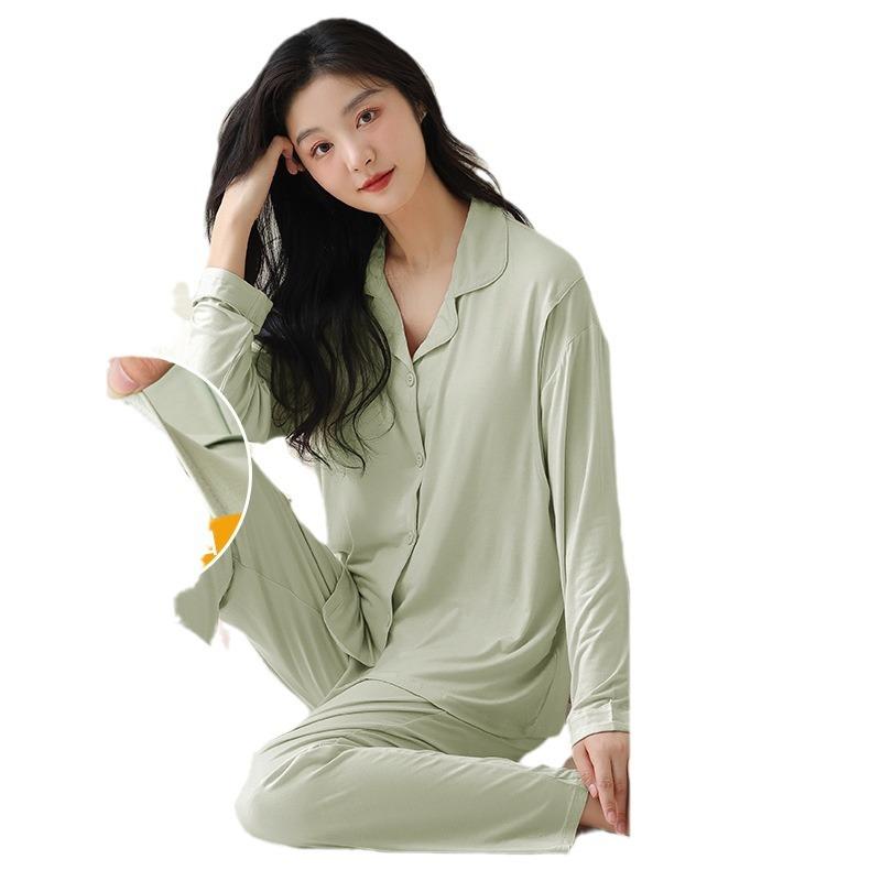 マタニティウェア レディース パジャマ 上下セット 授乳服 モダール 綿 春秋 産前 産後 無地 胸パッド付き ブラ不要 授乳口 部屋着 ルームウェア 入院着・素材: モダール70-80%・スタイル: セットアップ・袖丈: 長袖・パンツ丈: ロング・カラー展開: ピンク,グリーン,ブルー,イエロー・サイズ展開: L,XL,XXL,3XL・生地の厚さ: 普通(161-180g/平米)・雰囲気: フェアリースタイル