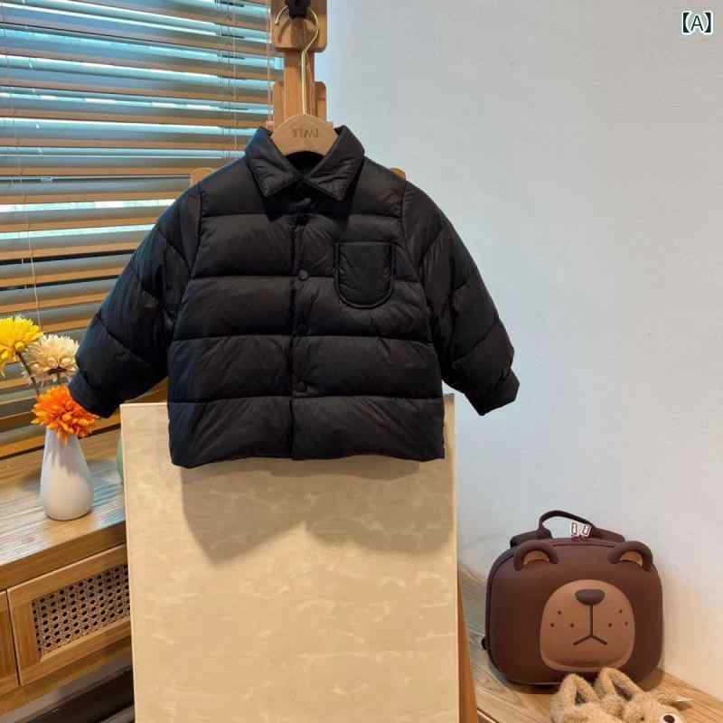 子供服 コート 男の子 女の子 冬 綿 保暖 軽薄 韓版 スタイリッシュ 黒 焦糖色 咖色 POLO領 単排扣 柔軟 加工 加厚 羽绒棉 純色 運動 条紋 格子 田園 字母 トップス 3-8歳