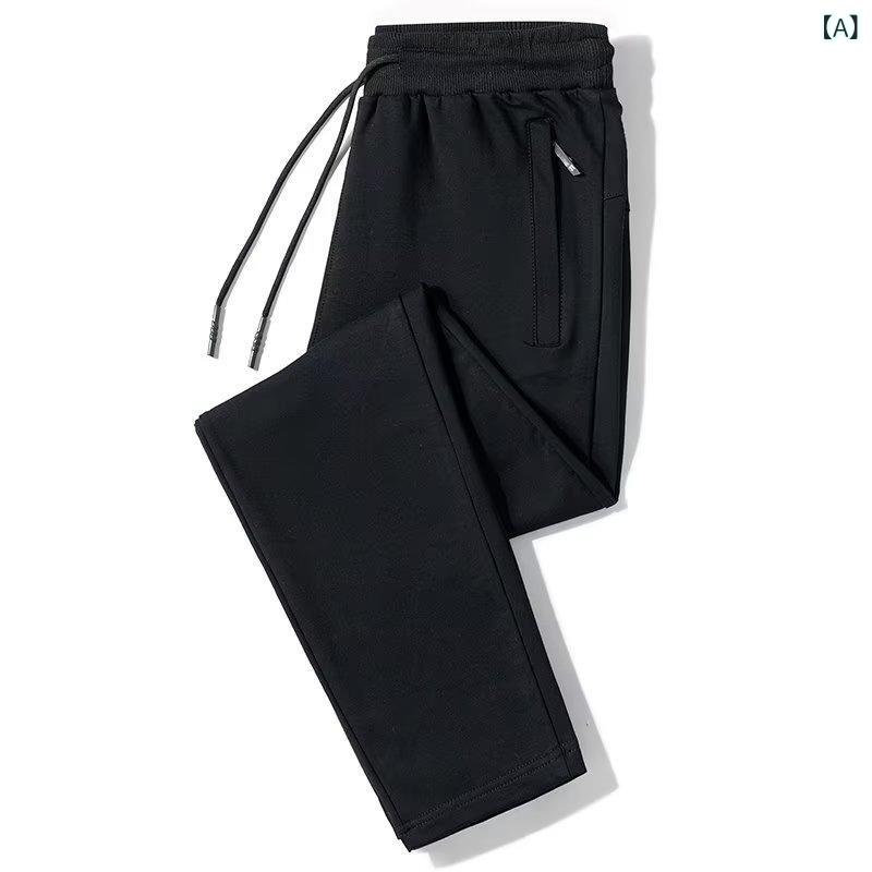 Pants - メンズ スウェットパンツ 束脚 青少年 長ズボン 直筒型 中腰 系紐閉襟 普通厚 ソリッドカラー 化粧繊維 混紡 ポリエステル 65%以上 ミックス 微弾力 免烫加工 潮スタイル 黒 深灰 浅灰 夏 秋 休闲 運動 普段使い 通勤 カジュアル アウトドア