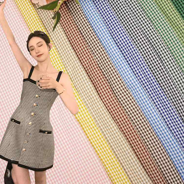 Other - 生地 格子柄 ポリエステル 色織 シャツ 素材 西装 セットアップ スカート ワンピース 素材 チェック柄 布地 日韓風 春夏 幾何学 刺繍風 休闲服 素材 仕事着 素材 ファッション 素材 しわ耐性 ドレープ性 幅150cm 重量248g/m2
