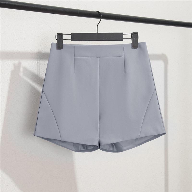 乐天商城 - レディース ショートパンツ 高腰 ストレート ワイドレッグ ハーフ丈 中腰 ゆったり すっきり ドレープ 韓国風 ポリエステル 素材 グレー 黒 カーキ 街頭 潮人 スタイル カジュアル 普段使い 軽量 伸縮性 通勤 デート