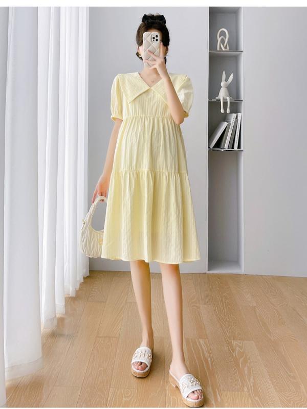 ワンピース マタニティ レディース 春夏 膝丈 半袖 Aライン 体系カバー 妊婦服 部...