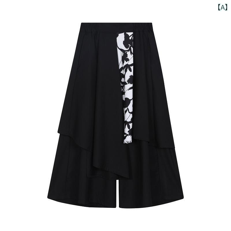 樂天商城 - ストレートパンツ メンズ レディース 偽ツーピース 切り替えデザイン 条紋柄 黒 綿布 ポリエステル 微弾性 薄手 長ズボン 中腰 日常使い 春 青少年向け ファッショナブル スタイリッシュ 軽量 伸縮性 コットン素材 ブラックカラー シンプル モダン