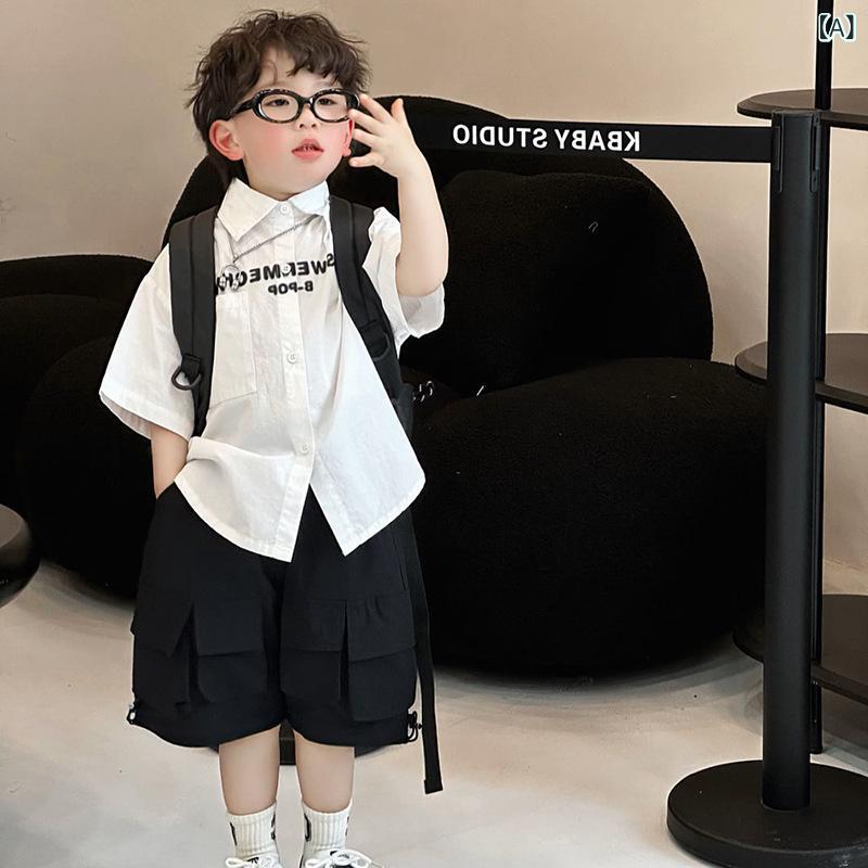 子供 シャツ 男の子 春夏 短袖 コットン ポリエステル 紡績 純色 プリント 学院風 トップス インナー インポート 涼しい 通気性 軽量 ..