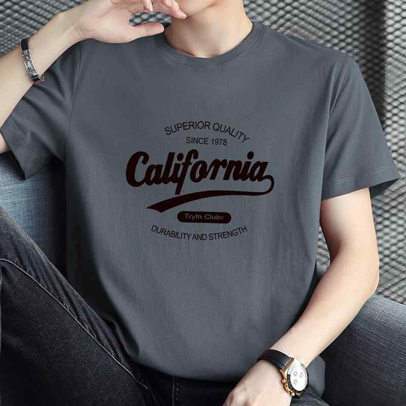乐天商城 - Tシャツ メンズ 短袖 コットン 100% 綿 薄手 丸首 ゆったり フィット 韓国風 プリント 抽象柄 黒 白 グレー 赤 夏 トップス 半袖 カジュアル 青年 袖 通常 無帽 軽量 吸湿 速乾 日常使い