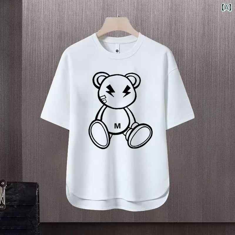 England （Clubs） - メンズ Tシャツ 短袖 トップス 男性用 夏季 韓国風 合体型 丸首 セットアップなし 字母プリント インスピレーション 風潮 緩い 休日 日常着 透気性 耐摩耗 吸湿排汗 白色 灰色 赤色 ポリエステル 繊維 180g-250g 青少年 18-24歳