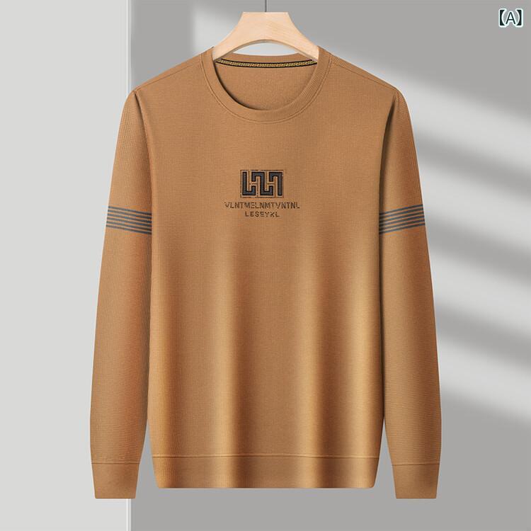 乐天商城 - メンズ Tシャツ 長袖 丸首 直筒 薄手 ポリエステル 混紡 透気 吸湿 排汗 幾何 柄 字母 プリント ホットフィックス 春季 秋季 日常 カジュ 白色 黒 深藍 カラーカジュ 白色 黒 深藍 カラーカジュ