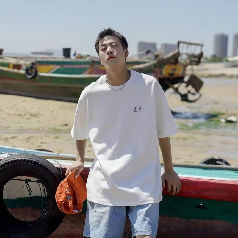 乐天商城 - メンズ Tシャツ 短袖 半袖 夏用 春夏 白色 黒 アルファベットプリント 韓国風 シンプル ゆったり ルーズフィット 涼しい 速乾 耐摩耗 日常 ストリート カジュアル トップス レイヤード インナー ユニセックス 青年向け