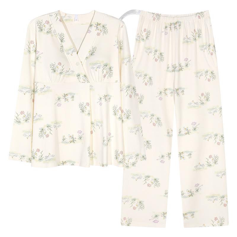 パジャマ レディース 春夏 マタニティ 抗菌 胸パッド付き 授乳服 綿混 大サイズ ホームウェア