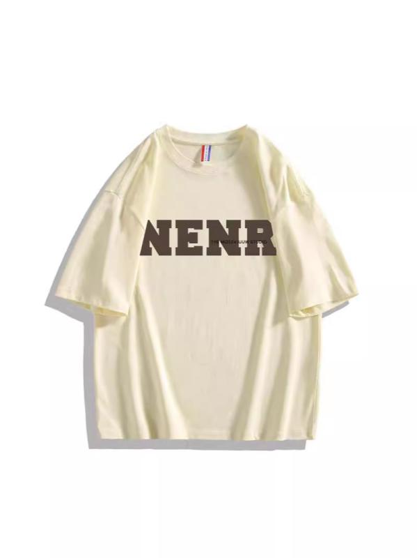 樂天商城 - メンズ Tシャツ 短袖 トップス 綿 素材 透気性 ゆったり シルエット 丸首 半袖 薄手 夏 服 日常使い インナー レイヤード 字母 プリント 黒 青 グレー ベージュ