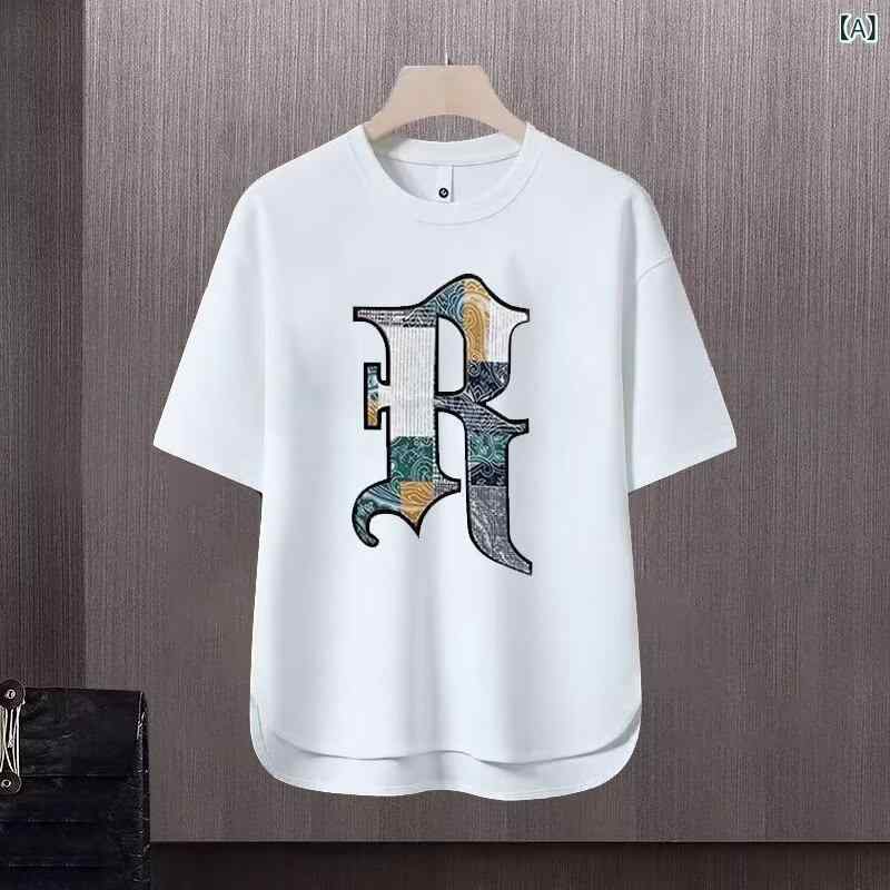 Other - メンズ Tシャツ 短袖 夏用 ゆったり 丸首 字母プリント 透気 吸湿速乾 耐摩耗 白 黒 赤 日常着 青少年向け 合体型 ポリエステル トップス 上衣 シンプル 人気 潮流 インスパイア