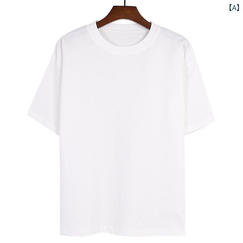 Other - Tシャツ メンズ レディース 短袖 綿 素材 ゆったり 大きいサイズ 韓国風 ストリートファッション 落肩袖 ロブヘッド 無地 柄 丸首 快適 透気 性 オールシーズン 白色 黒 青年 カジュアル 日常 着こなし セットアップ スタイル