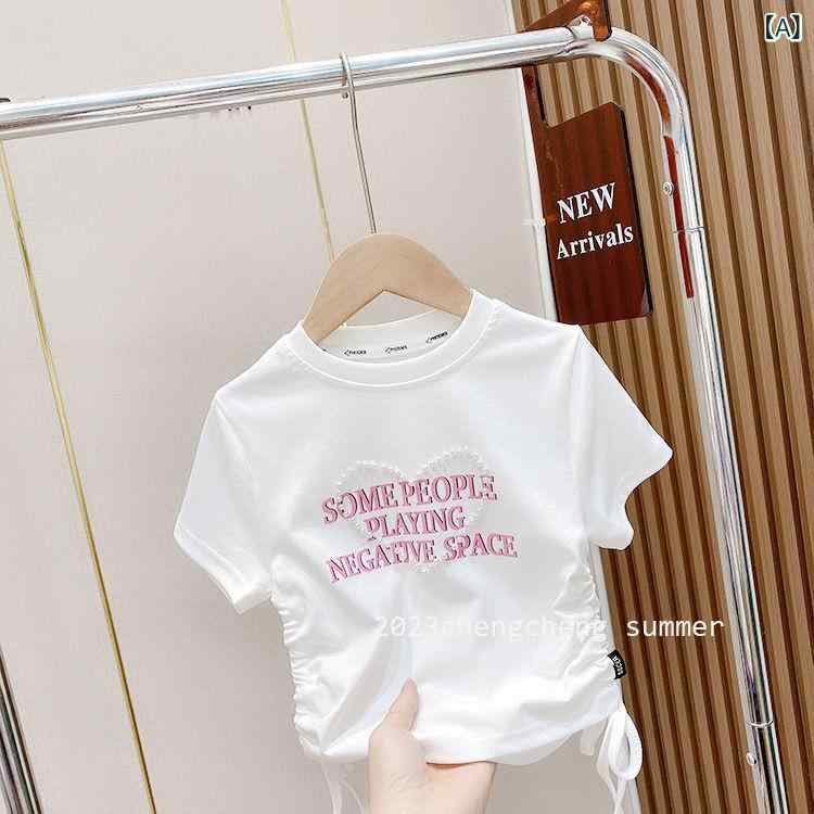 女の子 Tシャツ 夏 短袖 トップス 純棉 柔軟 透気 甘い スポーツ 丸首 無帽 単色 字母 プリント 白 ピンク コットン かわいい 普段使い 軽量 子供服 女児 上衣 イージー シンプル ファッション ビッグ サイズ 対応 100cm 160cm
