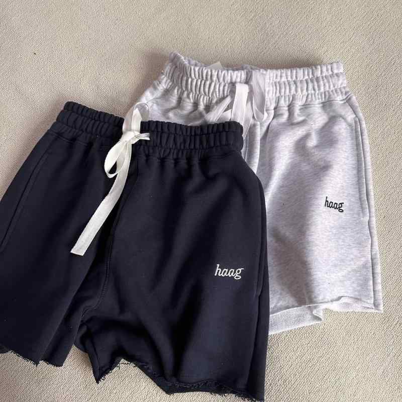 Cropped Pants - レディース ショートパンツ 韓国風 ハンガリー麻 白 夏 コットン 素材 毛圈 快適 抽绳 デザイン 刺繍 スポーツ タイプ 直筒型 5分丈 中腰 微弾性 3D 立体 柄 日韓 スタイル 休闲 ワイド シルエット 軽量 吸湿 速乾 機能 普段使い 街歩き