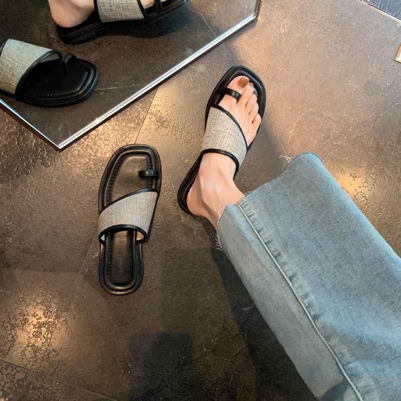 レディース ドラッグシューズ クリップトゥ フラットサンダル 夏用 暖棕 黒 杏色 羊皮内里 布面 レザー切り替え 透気性 防滑 耐磨 日常履き ハワイアンスタイル ビーチサンダル ルームサンダル 軽量 快適 カジュアルシューズ