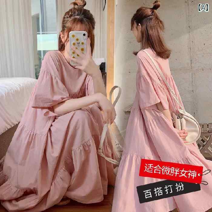 ワンピース マタニティ レディース ロング丈 半袖 フレア Aライン 体型カバー ゆっ...