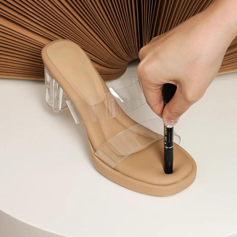 レディース ヒールサンダル 米白 裸色 8cm 10cm 12cm 二層牛皮 丸トゥ ソフトソール 増高 夏 丸型 トゥ ストラップ 女性用 靴 ガラス調 クリア 履き心地 良い 軽量 快適 歩きやすい デザイン シンプル 日常使い 足元 おしゃれ