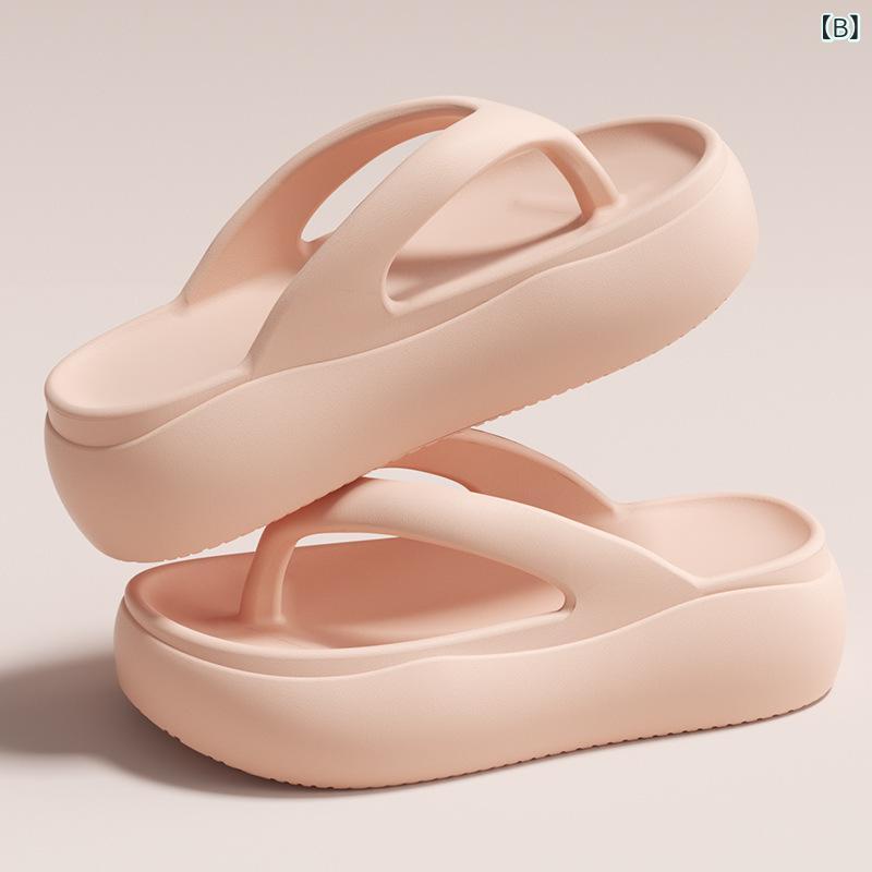 女性用 厚底 ビーチサンダル EVA素材 防滑 厚底 夏用 黒 ピンク 白 ベージュ かわ...