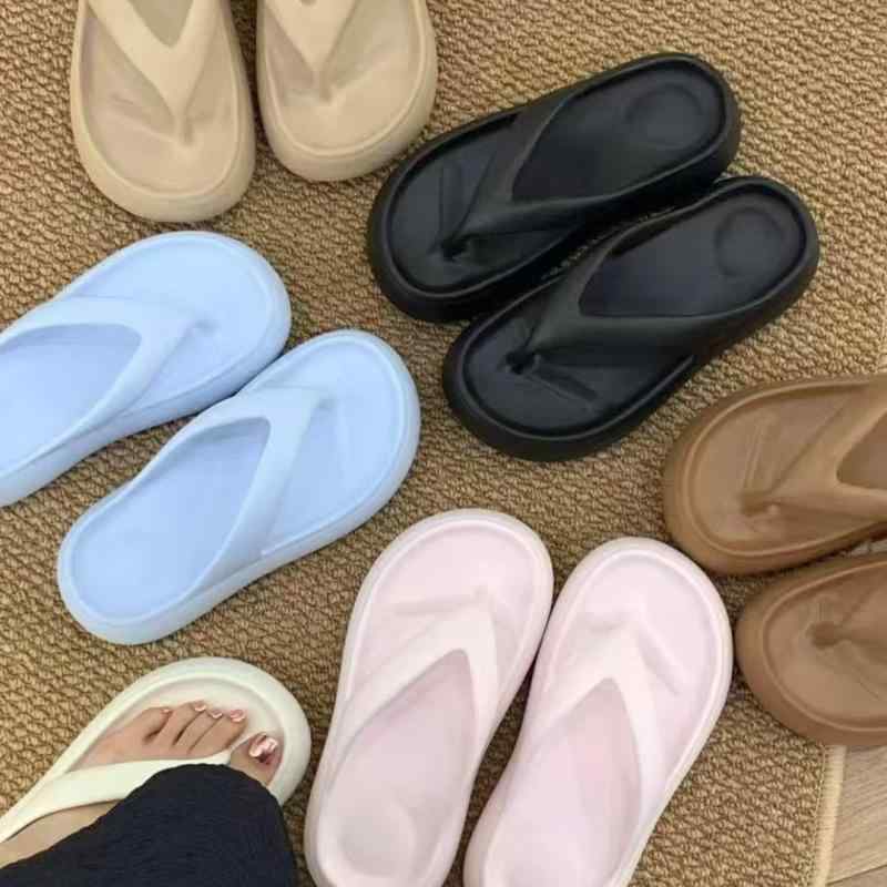 女性用 厚底 フラットサンダル 夏用 外履き ソフト底 インソール 室外 防滑 ビーチサンダル トングサンダル 丸頭 EVA素材 韓国風 春季 ホワイト ブラック ブラウン ライトピンク ライトブルー 通勤 普段使い アウトドア 軽量 快適 歩きやすい