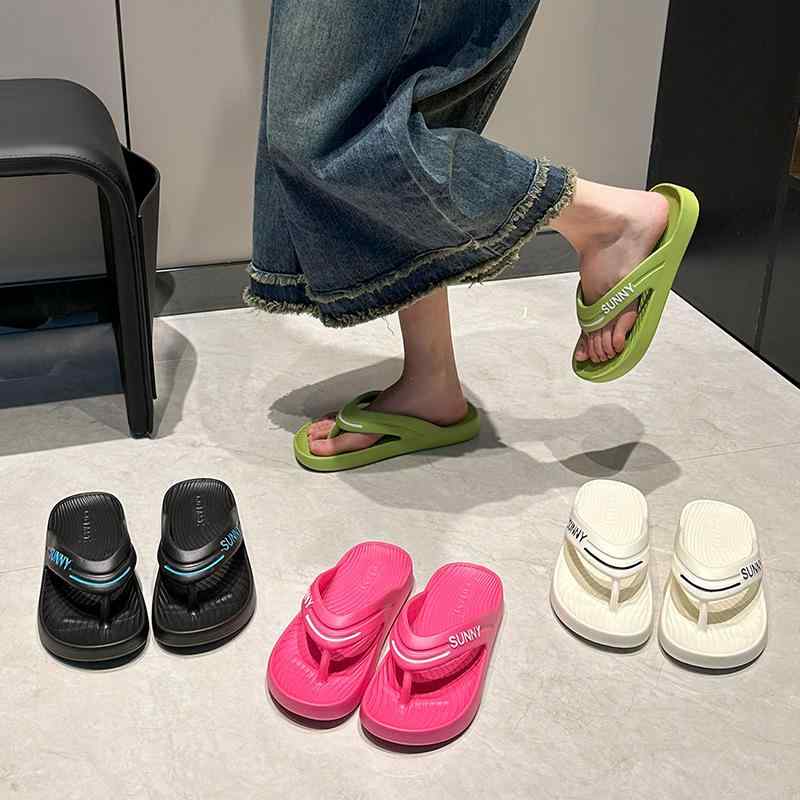 女性用 ビーチサンダル 人字型 厚底 防滑 EVA素材 軽量 春季 ローズピンク グリーン ホワイト ブラック 36-37 38-39 40-41 42-43 44-45 サイズ 夏用 外出 居家 沙滩 履き 百搭 フラット ソール 注塑 加工 ピュアカ