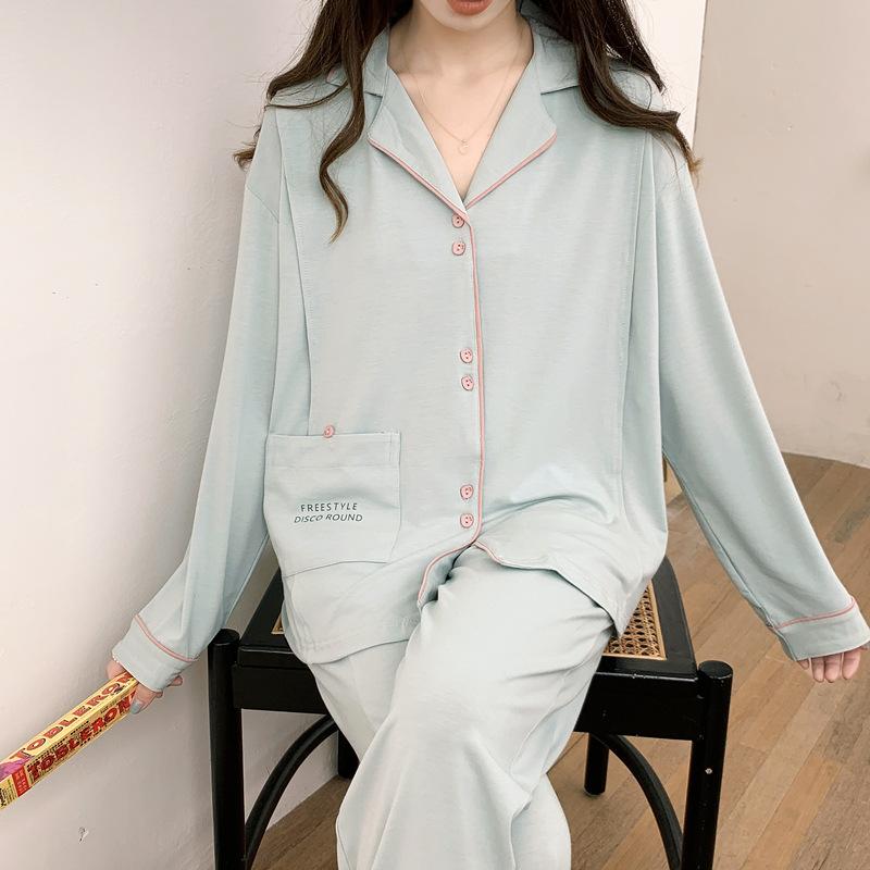 マタニティパジャマ レディース セットアップ 春夏秋 綿 モダール 授乳服 長袖 産後 授乳用 薄手 パジャマ 妊婦 ルームウェア 部屋着 快適な着心地 体型カバー シンプル ナチュラル 無地 ゆったり・素材: モダール、綿100%・スタイル: セットアップ・袖丈: 長袖・パンツ丈: 長ズボン・カラー展開: 富貴ブルー、モダールピンク、モダールグリーン、モダールイエロー、モダールパープル・サイズ展開: L、XL、XXL、XXXL・柄: 無地・雰囲気: ラグジュアリー・生地の厚さ: 薄手（121-140g/平米）