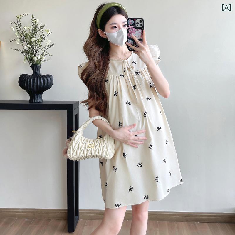 ワンピース 妊婦 レディース 夏物 刺繍 ゆったり 体型カバー カジュアル お出かけ 服 おしゃれ かわいい