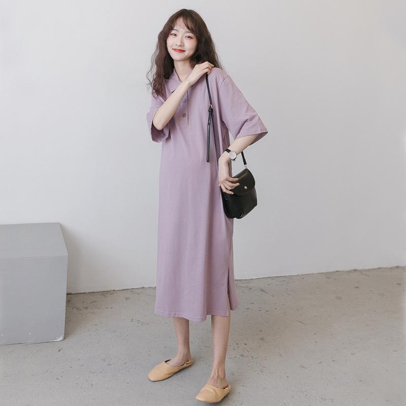 ワンピース マタニティ 春夏 半袖 ポロ襟 大きいサイズ マキシ丈 ロング丈 韓国風 ゆったり カジュアル かわいい 体型カバー お出かけ用 普段使い 妊婦服 おしゃれ 無地 シンプル ナチュラル フェミニン・カテゴリ: ワンピース・襟: 襟付き・袖丈: 五分袖・素材: 綿69%・柄: 無地・スカート丈: ロング・カラー展開: ブラック, 香芋紫・サイズ展開: フリーサイズ・スカート型: プリンセスライン・スタイル: 日韓カジュアル・袖型: レギュラー袖・工法: 立体裁断