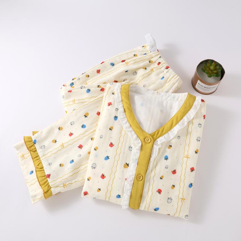パジャマ レディース マタニティ 授乳服 セットアップ 前開き 綿 コットン 三層ガーゼ 調整可能 産前 産後 ルームウェア 部屋着 妊婦 オールシーズン・素材: 三層ガーゼ、綿100%・スタイル: セットアップ、スイート、キュート・袖丈: 長袖・パンツ丈: 長ズボン・生地の厚さ: 普通(141-160g/平方メートル)