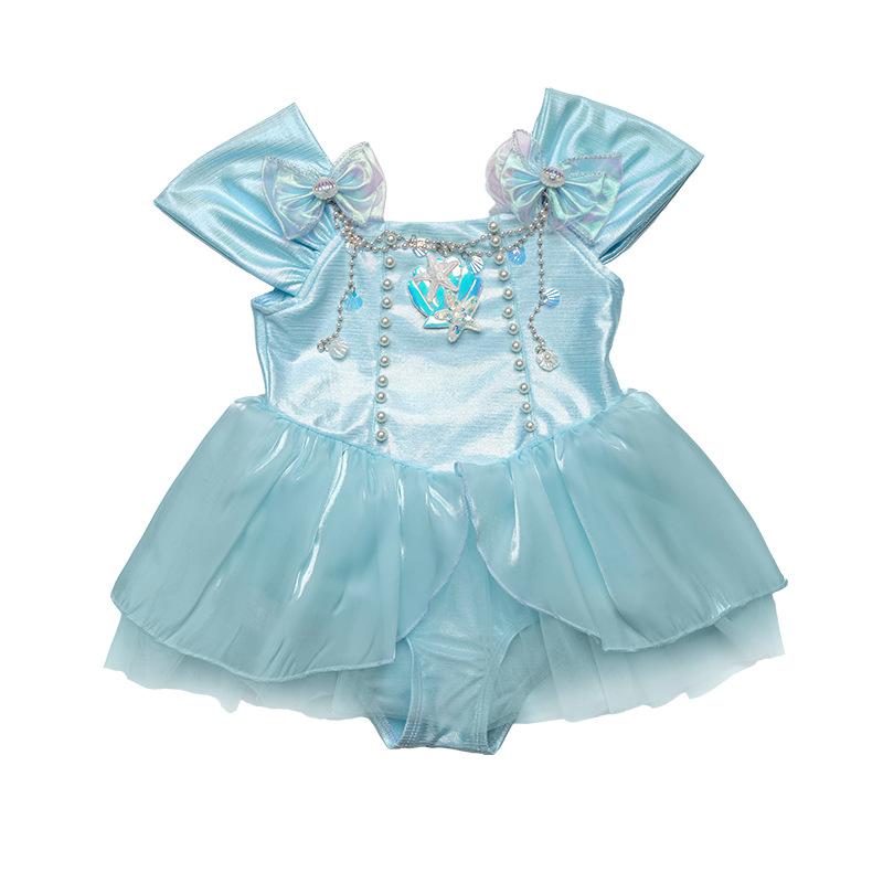 女の子 ワンピース水着 連体泳衣 プリンセス風 チュールスカート 夏用 游泳服 女児 ベビー キッズ 湖水ブルー ポリエステル 速乾素材 ..