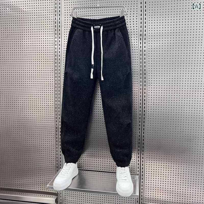 Pants - メンズ 休闲裤 工装パンツ 直筒型 長ズボン 中腰 ボタン開襟 普通厚 条紋 春秋 ピースカラー 微弾力 綿 ポリエステル布 黒 灰 米白 日常 運動 軽量 伸縮性 免烫 シンプル ファッション ストリートスタイル ティーン向け ゆったりシルエット 汎用