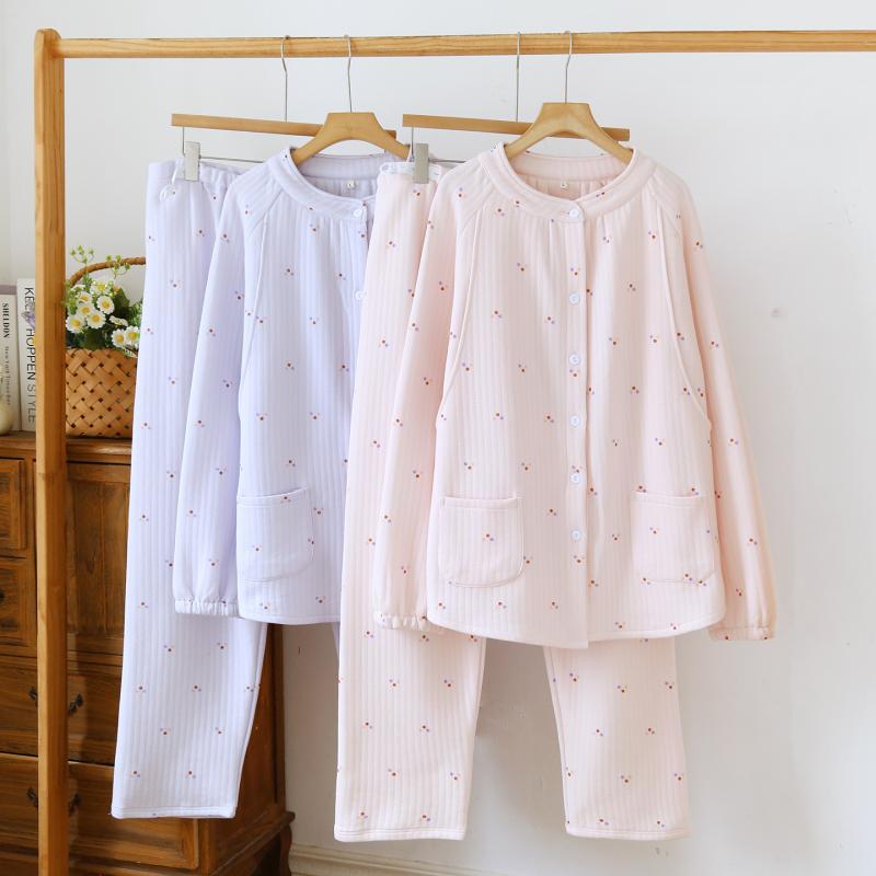 パジャマ レディース 授乳服 マタニティウェア 前開き 上下セット 長袖 綿 妊婦服 ...